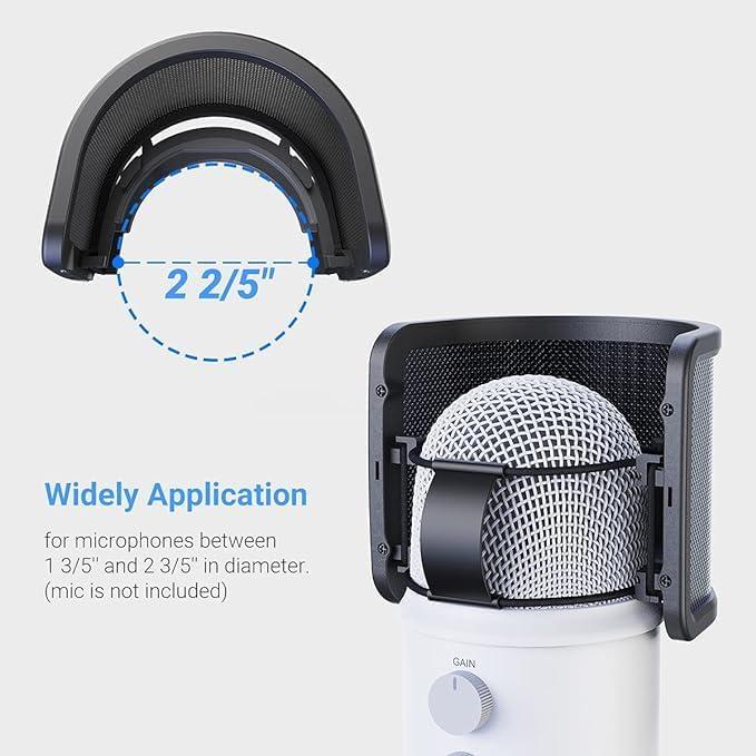 imageFIFINE Pop Filter Screen Compact Microphone Pop Shield Windscreen with Metal Mesh for Recording Studio YouTube Videos Streaming Podcast Black