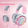 imageFIFINE Gaming Headset for PCWired Headphones with Microphone71 Surround Sound Computer USB Headset for Laptop Streaming Headphones on PS4PS5 with EQ Mode RGB Soft Ear Pads  AmpliGame H6Pink