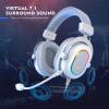 imageFIFINE Gaming Headset for PCWired Headphones with Microphone71 Surround Sound Computer USB Headset for Laptop Streaming Headphones on PS4PS5 with EQ Mode RGB Soft Ear Pads  AmpliGame H6White
