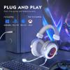 imageFIFINE Gaming Headset for PCWired Headphones with Microphone71 Surround Sound Computer USB Headset for Laptop Streaming Headphones on PS4PS5 with EQ Mode RGB Soft Ear Pads  AmpliGame H6White