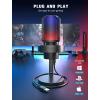 imageFIFINE Gaming USB Microphone PC Computer Mic with 4 Polar Patterns for Podcast Streaming Recording YouTube RGB Condenser Desktop Mic for Windows Mac with Headphone JackAmpliGame A8 PlusBlack