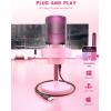 imageFIFINE Gaming USB Microphone PC Computer Mic with 4 Polar Patterns for Podcast Streaming Recording YouTube RGB Condenser Desktop Mic for Windows Mac with Headphone JackAmpliGame A8 PlusPink