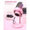 imageFIFINE Gaming USB Microphone PC Computer Mic with 4 Polar Patterns for Podcast Streaming Recording YouTube RGB Condenser Desktop Mic for Windows Mac with Headphone JackAmpliGame A8 PlusPink
