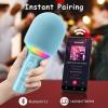 imageFIFINE Karaoke Microphone Bluetooth Wireless Mic Speaker Singing Handheld Portable Microphone Mic for Kids Adults Boys Girls Mic with RGB for Birthday Party Home KTVAmpliSing E2 PinkBlue