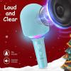 imageFIFINE Karaoke Microphone Bluetooth Wireless Mic Speaker Singing Handheld Portable Microphone Mic for Kids Adults Boys Girls Mic with RGB for Birthday Party Home KTVAmpliSing E2 PinkBlue