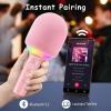 imageFIFINE Karaoke Microphone Bluetooth Wireless Mic Speaker Singing Handheld Portable Microphone Mic for Kids Adults Boys Girls Mic with RGB for Birthday Party Home KTVAmpliSing E2 PinkPink