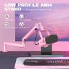 imageFIFINE Microphone Boom Arm Low Profile Adjustable Stick Microphone Arm Stand with Desk Mount Clamp Screw Adapter Cable Management for Podcast Streaming Gaming StudioBM88Pink