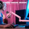 imageFIFINE Microphone Boom Arm Low Profile Adjustable Stick Microphone Arm Stand with Desk Mount Clamp Screw Adapter Cable Management for Podcast Streaming Gaming StudioBM88Pink