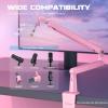 imageFIFINE Microphone Boom Arm Low Profile Adjustable Stick Microphone Arm Stand with Desk Mount Clamp Screw Adapter Cable Management for Podcast Streaming Gaming StudioBM88Pink