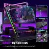 imageFIFINE Microphone Boom Arm Metal Mic Arm Stand with RGB Control 38 to 58 Screw Adapter Desk Mount Clamp Suspension Scissor Microphone Stand for Gaming StreamingAmpliGame BM38 Black