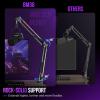 imageFIFINE Microphone Boom Arm Metal Mic Arm Stand with RGB Control 38 to 58 Screw Adapter Desk Mount Clamp Suspension Scissor Microphone Stand for Gaming StreamingAmpliGame BM38 Black