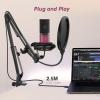 imageFIFINE Podcast Microphone KitUSB PC Computer Recording Microphone Condenser Mic Set for Streaming Gaming VoiceOver Meeting with Arm Stand Shock Mount Pop FilterT669 Rose RedRose Red
