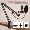imageFIFINE Podcast Microphone KitUSB PC Computer Recording Microphone Condenser Mic Set for Streaming Gaming VoiceOver Meeting with Arm Stand Shock Mount Pop FilterT669 Rose RedRose Red