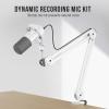 imageFIFINE Podcast XLRUSB Microphone Kit Studio Dynamic Vocal Mic for Recording Streaming VoiceOver PC Microphone with Boom Arm with Mute Headphone Monitoring MetalAmpliTank K688T WhiteWhite