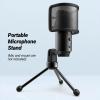 imageFIFINE Tripod Stand for Desktop Microphone with Nonslip Rubber Feet Sturdy Metal Construction Foldable Desk Mic Stand for Gaming Podcasting Meetings Chatting