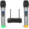 imageFIFINE UHF Dual Channel Wireless Handheld Microphone Easytouse Karaoke Wireless Microphone SystemK036