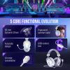 imageFIFINE USB Gaming Headset Flowing RGB Lighting  71 Surround Sound  Detachable Mic  Soft Ear Pads OverEar Headset with Control Box for PC Laptop Mac PS5PS4  AmpliGame H13WP WhiteampampPurpleWhite and Purple