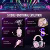 imageFIFINE USB Gaming Headset Flowing RGB Lighting  71 Surround Sound  Detachable Mic  Soft Ear Pads OverEar Headset with Control Box for PC Laptop Mac PS5PS4  AmpliGame H13WP WhiteampampPurplePink