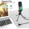imageFIFINE USB Gaming Microphone for PC Desktop PS4 and Mac Gain Control External Condenser Computer Mic for Streaming Podcasting Twitch Discord Green  K669GGreen