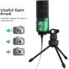 imageFIFINE USB Gaming Microphone for PC Desktop PS4 and Mac Gain Control External Condenser Computer Mic for Streaming Podcasting Twitch Discord Green  K669GGreen