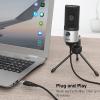 imageFIFINE USB Gaming Microphone for PC Desktop PS4 and Mac Gain Control External Condenser Computer Mic for Streaming Podcasting Twitch Discord Green  K669GSilver