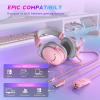 imageFIFINE USB PC Gaming Headset with 35mm Audio Jack Detachable Microphone 71 Surround Sound Volume Control Streaming OverEar Wired Headphones for Computer PS5 Controller XboxH9 WhitePink