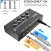 imageFIFINE Ultra LowNoise 4Channel Line Mixer for SubMixing4 Stereo Channel Mini Audio Mixer with AC adapterIdeal for Small Club or Bar As MicrophonesGuitarsBassKeyboards or Stage Sub MixerN5