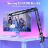 imageFIFINE XLR Gaming Microphone USB PC Dynamic Microphone Kit for Vocal Recording Podcast Streaming RGB Mic with Headphone Jack Mute Button Boom Arm Stand for ComputerMixerAmpliGame AM8T PinkWhite