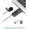 imageFifine USB Lavalier Lapel Microphone Clipon Cardioid Condenser Computer Mic Plug and Play USB Microphone with Sound Card for PC and MacK053