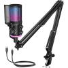 imageFIFINE AM6T USB Streaming Microphone for PC Gaming Professional Condenser Mic with RGB Noise CancellationampampGameChat MixerPlug ampamp Play for Discord ChatStreamerPodcaster with Boom ArmampampPop Filter