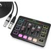 imageFIFINE Gaming Audio Mixer with XLR Cable Bundle Streaming RGB PC Mixer with Microphone Cable XLR Interface Volume Faders Mute Button Computer Mic for RecordingPodcastVocalGame Voice SC3L9