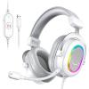 imageFIFINE Gaming Headset for PCWired Headphones with Microphone71 Surround Sound Computer USB Headset for Laptop Streaming Headphones on PS4PS5 with EQ Mode RGB Soft Ear Pads  AmpliGame H6White