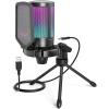 imageFIFINE Gaming Streaming USB PC Microphone for Mac OSWindows AmpliGame Condenser Cardioid Mic with RGB for Video Vocal Recording Twitch Discord Gamer Computer MicBlueBlack