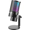 imageFIFINE Gaming USB Microphone PC Computer Mic with 4 Polar Patterns for Podcast Streaming Recording YouTube RGB Condenser Desktop Mic for Windows Mac with Headphone JackAmpliGame A8 PlusA8PLUS