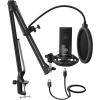 imageFIFINE Podcast Microphone KitUSB PC Computer Recording Microphone Condenser Mic Set for Streaming Gaming VoiceOver Meeting with Arm Stand Shock Mount Pop FilterT669 Rose RedBlack