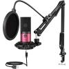 imageFIFINE Podcast Microphone KitUSB PC Computer Recording Microphone Condenser Mic Set for Streaming Gaming VoiceOver Meeting with Arm Stand Shock Mount Pop FilterT669 Rose RedRose Red