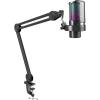 imageFIFINE Recording Microphone and Heavy Duty Boom Arm USB PC Mic with RGB Control 4 Polar Patterns Headphone Jack Pop Filter Stand for Streaming Podcasts Recording on MacPS4PS5 A8PlusBM63