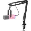 imageFIFINE XLR Gaming Microphone USB PC Dynamic Microphone Kit for Vocal Recording Podcast Streaming RGB Mic with Headphone Jack Mute Button Boom Arm Stand for ComputerMixerAmpliGame AM8T PinkPink