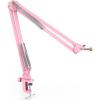 imageMicrophone Arm Stand FIFINE Suspension Boom Scissor Mic Stand with Heavy Duty Clamp 38quot to 58quot Adapter for Voiceover Gaming Recording Studio Home Office CS1Pink