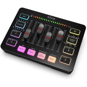 imageFIFINE Audio Mixer Gaming Streaming PC Mixer with Slider Fader XLR Microphone Interface Monitoring for VideoGame VoicePodcast RecordingAmpliGame SC3WBlack