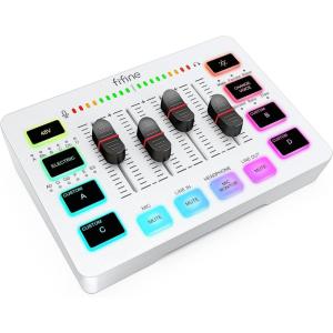 imageFIFINE Audio Mixer Gaming Streaming PC Mixer with Slider Fader XLR Microphone Interface Monitoring for VideoGame VoicePodcast RecordingAmpliGame SC3WWhite