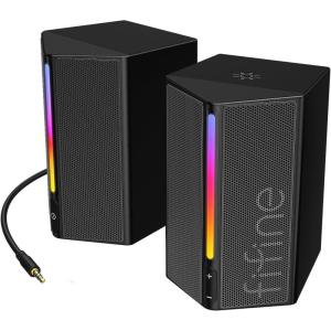 imageFIFINE Computer Speakers Desktop PC Speakers with Volume Control RGB Gaming Loudspeakers Wired with 35mm Aux Audio Cable for Laptop Monitor Phone TabletAmpliGame A20