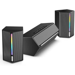 imageFIFINE Computer Speakers System with Subwoofer Gaming Speaker for PC with RGB Volume Control Monitoring 35mm Aux Input AC Powered Speakers for Desktop Mobile TVAmpliGame A22