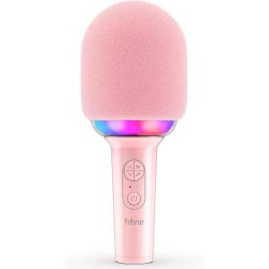 imageFIFINE Karaoke Microphone Bluetooth Wireless Mic Speaker Singing Handheld Portable Microphone Mic for Kids Adults Boys Girls Mic with RGB for Birthday Party Home KTVAmpliSing E2 PinkPink