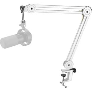 imageFIFINE Microphone Boom Arm Stand Metal Heavy Duty Mic Stand Scissor Suspension Adjustable Boom Arm for Podcast Recording Streaming Gaming with Desk Clamp 58quot Screw Cable TiesBM63 WhiteWhite