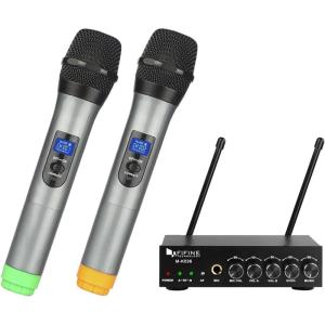 imageFIFINE UHF Dual Channel Wireless Handheld Microphone Easytouse Karaoke Wireless Microphone SystemK036