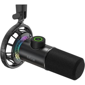 imageFIFINE USB Gaming Microphone RGB Dynamic Mic for PC with TaptoMute Button Plug ampamp Play Cardioid Mic with Headphone Jack for Streaming Podcast Twitch YouTube Discord K658