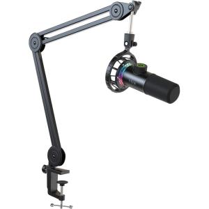 imageFIFINE USB Gaming Microphone and Mic Arm Stand Kit RGB Dynamic Mic with TaptoMute Headphones Jack for PC Heavy Duty Boom Arm Bundle with Desk Mount 58quot Screw for Streaming Podcast K658BM63