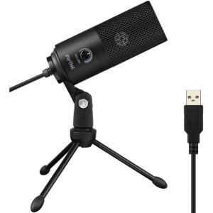 imageFIFINE USB Gaming Microphone for PC Desktop PS4 and Mac Gain Control External Condenser Computer Mic for Streaming Podcasting Twitch Discord Green  K669GBlack