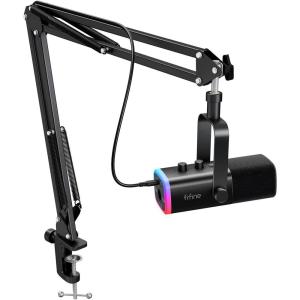 imageFIFINE XLR Gaming Microphone USB PC Dynamic Microphone Kit for Vocal Recording Podcast Streaming RGB Mic with Headphone Jack Mute Button Boom Arm Stand for ComputerMixerAmpliGame AM8T PinkBlack
